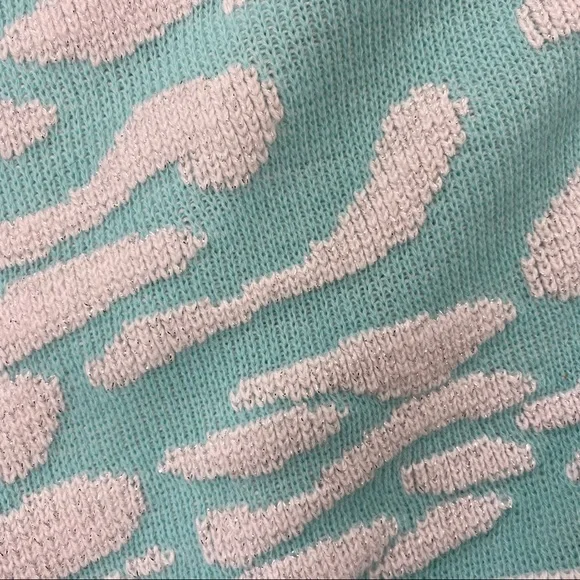 Vintage Jolie Icy Blue + White Lurex Sweater - Picture 3 of 6